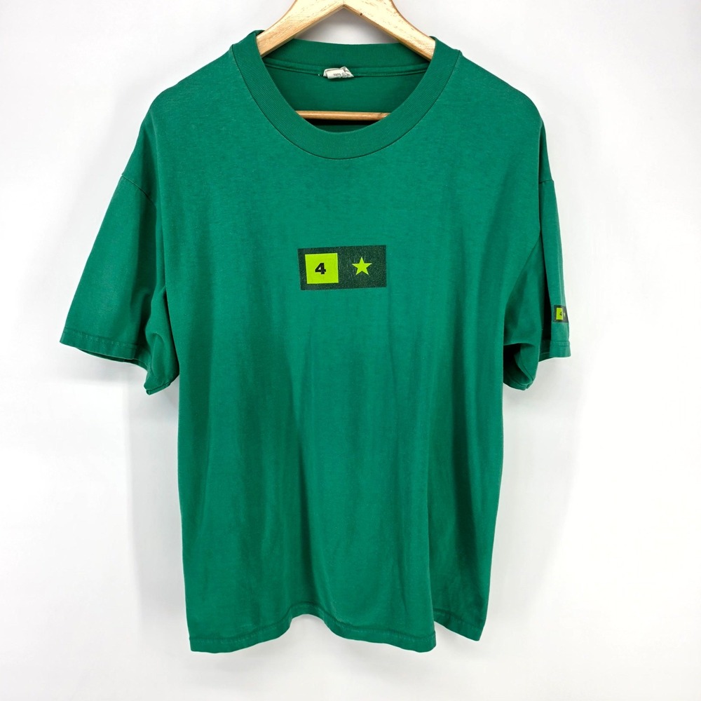 4 Star T‎ Shirt Mens Large Green Short Sleeve Graphic Skate Streetwear Tee